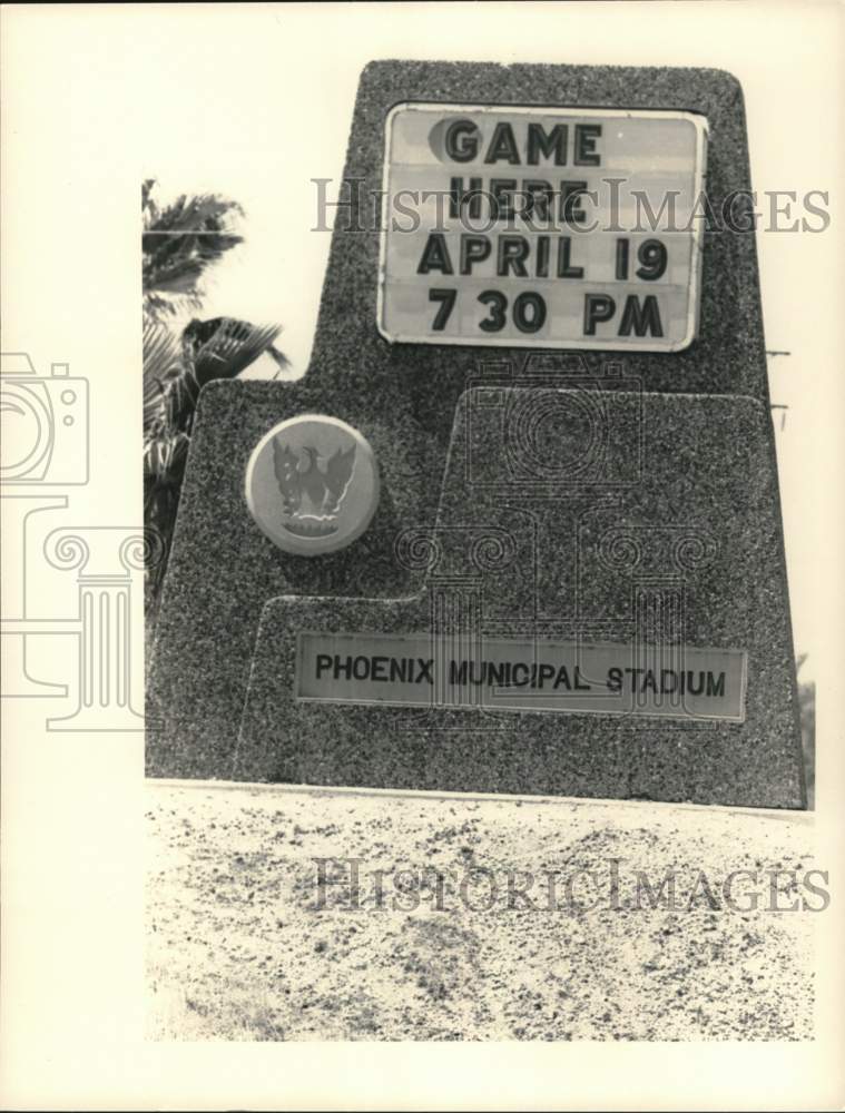 Press Photo Phoenix Municipal Stadium sign - tus06046 - Historic Images
