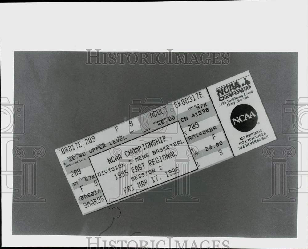 Press Photo 1995 NCAA Men's Basketball Ticket for East Regional Tournament- Historic Images