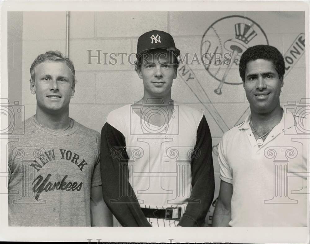 Press Photo Baseball Players Doug Carpenter, Carson Carroll & Rafael Landestoy - Historic Images