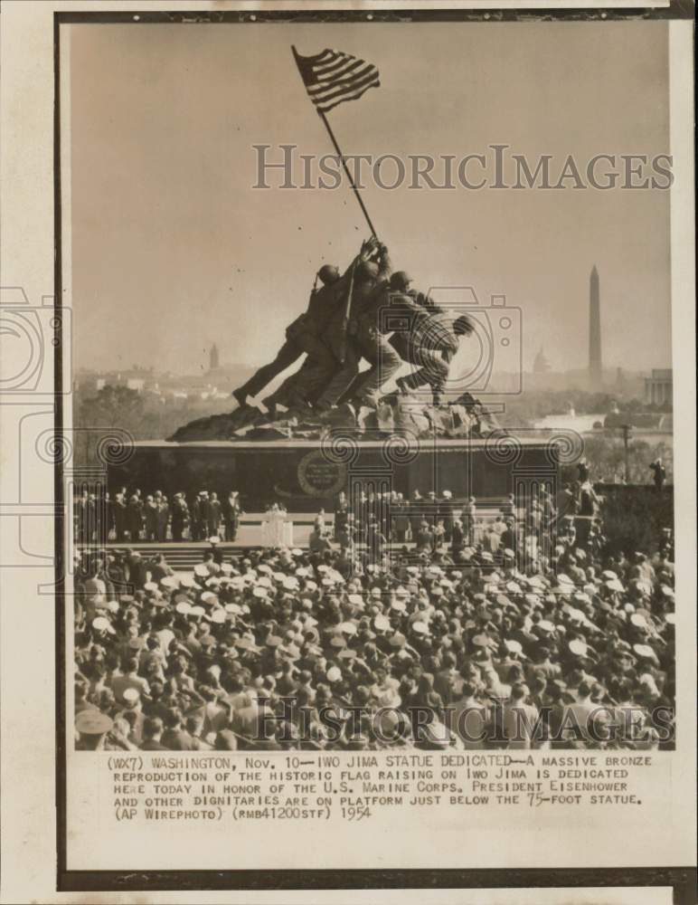 1954 Press Photo Attendees at Iwo Jima Statue Dedication in Washington, D.C.- Historic Images