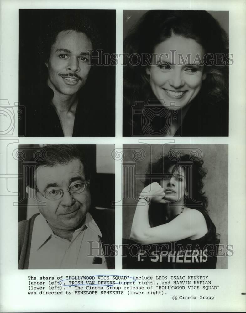 Press Photo Cast of the 1986 movie "Hollywood Vice Squad" - Historic Images