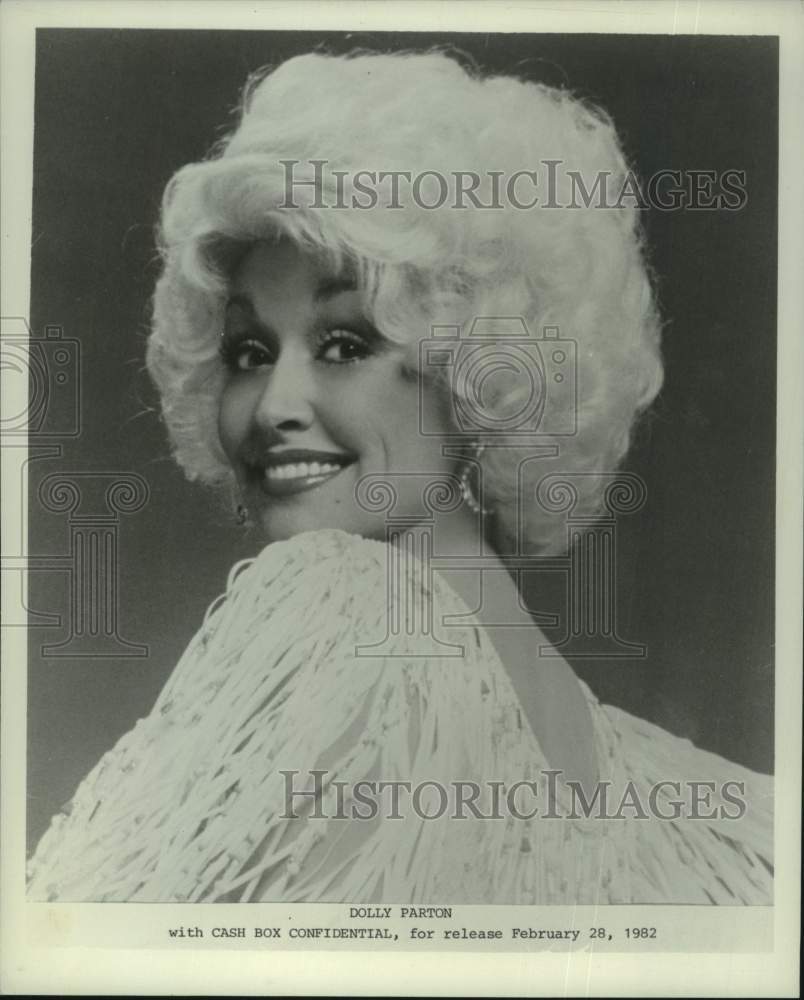 1982 Press Photo Recording artist Dolly Parton - tux00875- Historic Images