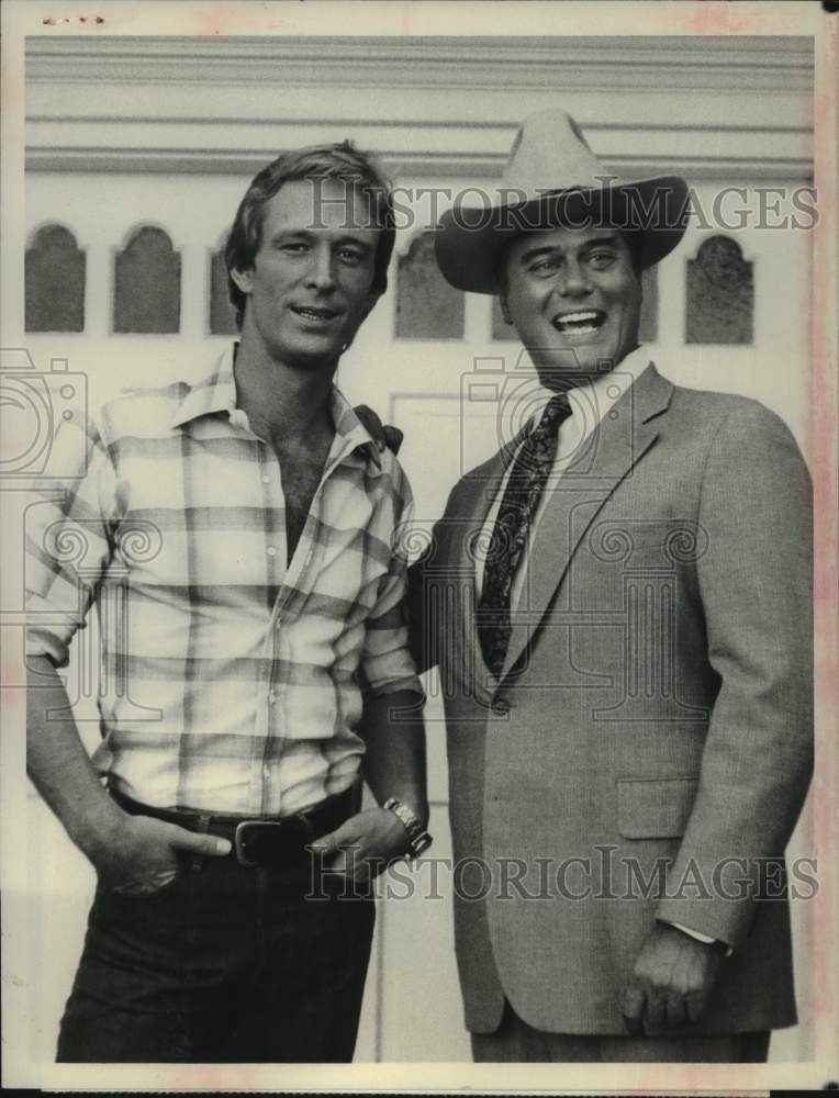 1979 Press Photo Ted Shackelford and Larry Hagman in &quot;Knots Landing&quot; on CBS - Historic Images