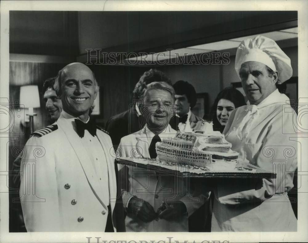1979 Gavin MacLeod, James Dobson & Bill Smillie on "The Love Boat" - Historic Images