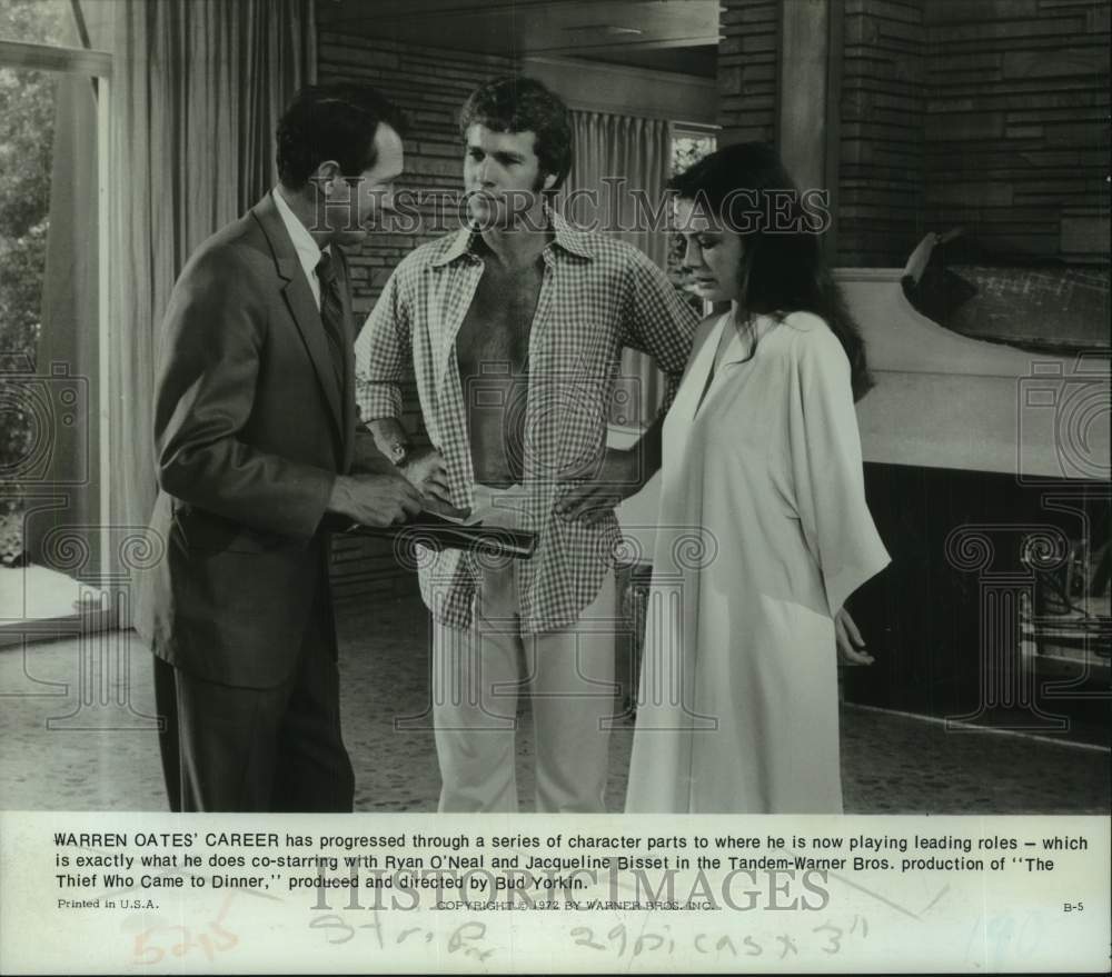 1972 Press Photo Warren Oates, Ryan O&#39;Neal &amp; Jacqueline Bisset costar in movie - Historic Images