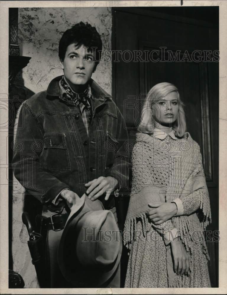 1966 Press Photo Actress Brooke Bundy with costar in movie scene - Historic Images