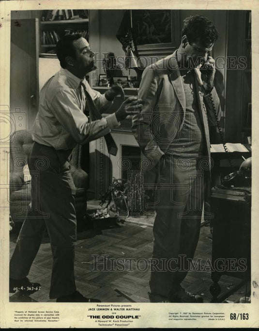 1967 Press Photo Jack Lemmon with Walter Matthau in 