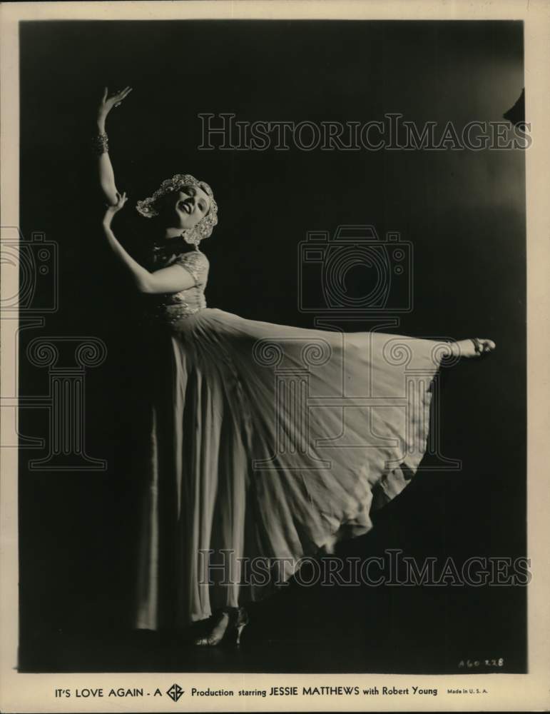 1936 Press Photo Dancer Jessie Matthews stars in &quot;It&#39;s Love Again&quot; - Historic Images